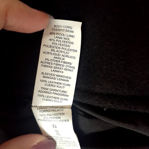 Lucky Brand Wool and Leather Mid Length Biker Jacket - Picture 9 of 11